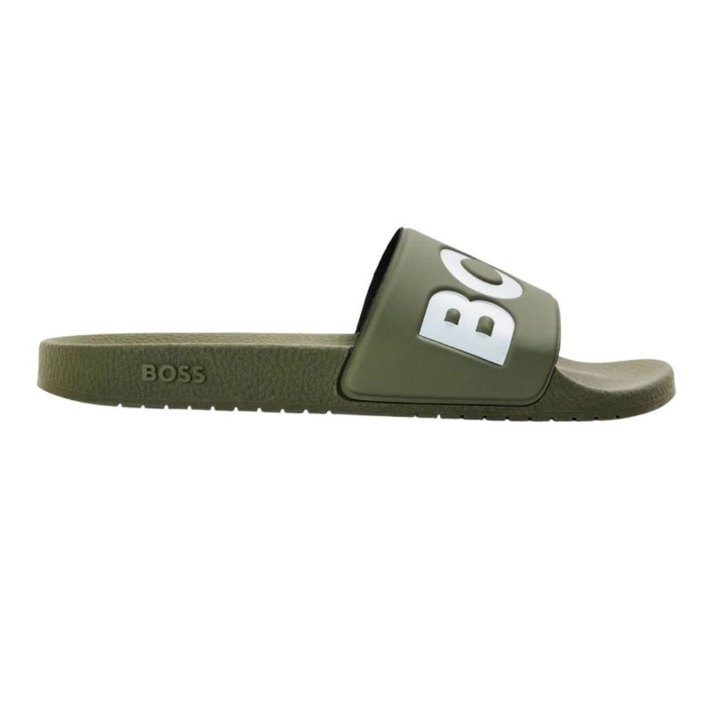Boss Mens Aryeh Flat Sliders / Camo Green